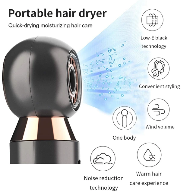 Alt view image 4 of 7 - Professional Hair Dryer 800W Lightweight & Compact Blow Dryer Powerful Flow Hair Dryers for Travel and Home Concentrator Nozzle Gray