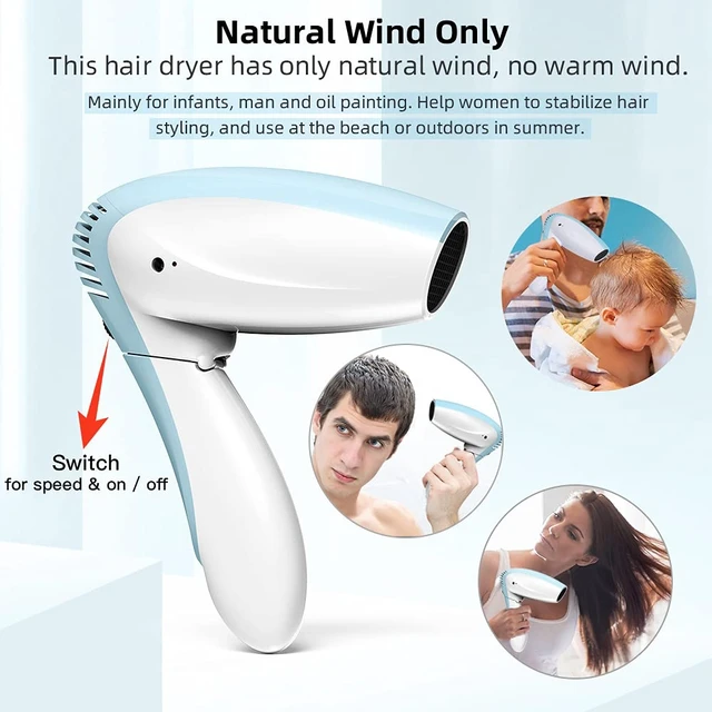 Alt view image 3 of 7 - Cordless Hair Dryer - Cold Wind Battery Operated Hair Dryer | Wireless Blow Dryer - Rechargeable Portable Hairdryer for Indoor, Outdoor, Camping, Tourism (No Hot or Warm Air)