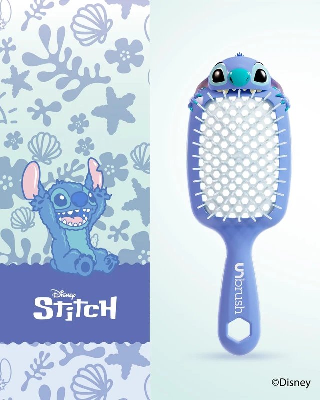 Alt view image 6 of 7 - Disney Stitch UNbrush & Mini Dryer Travel Set | 105 DuoFlex Anti-Static Bristles, Wet & Dry Use, 1200W Foldable Mini Dryer, Soft-Touch Finish