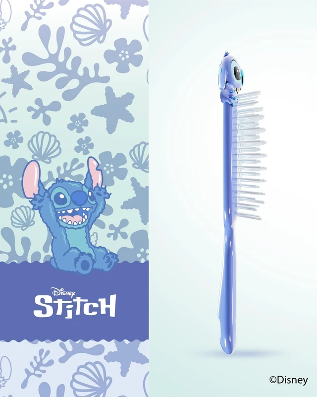 Alt view image 5 of 7 - Disney Stitch UNbrush & Mini Dryer Travel Set | 105 DuoFlex Anti-Static Bristles, Wet & Dry Use, 1200W Foldable Mini Dryer, Soft-Touch Finish