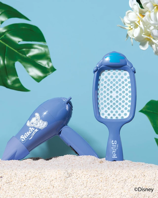 Alt view image 7 of 7 - Disney Stitch UNbrush & Mini Dryer Travel Set | 105 DuoFlex Anti-Static Bristles, Wet & Dry Use, 1200W Foldable Mini Dryer, Soft-Touch Finish