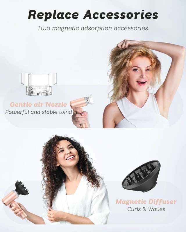 Alt view image 6 of 7 - Dual Voltage Travel Hair Dryer, High-Speed Ionic Blow Dryer | Lightweight Hairdryer, Professional Fast Drying, Compact Portable, Small Mini, Quiet