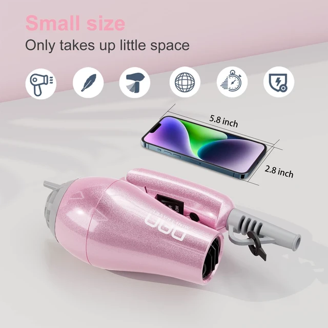 Alt view image 2 of 6 - Hair Styling Set, Including Travel Hair Dryer, Mini Flat Iron, and Travel Curling Iron with European Plug, Dual Voltage, Portable Storage Bag, Pink