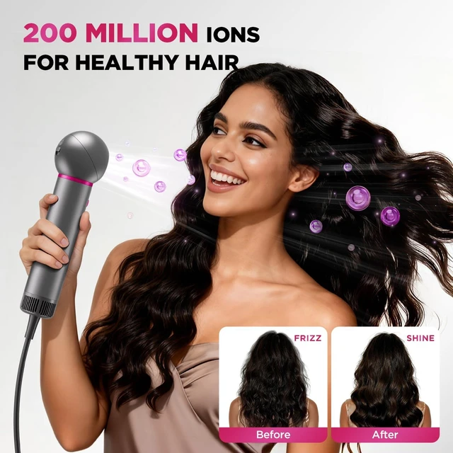 Alt view image 3 of 7 - High-Speed Travel Hair Dryer, 360° Rotating Head, 0.6Lb Lightweight | 110000 RPM Ionic Blow Dryer with Diffuser & Concentrator, Fast Drying for Curly & All Hair Types, Portable & Compact, Home