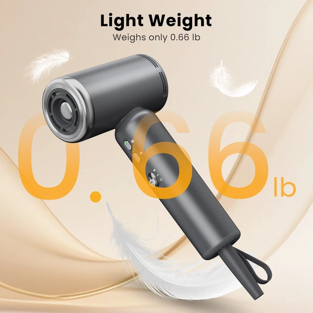 Alt view image 4 of 7 - Dual-Voltage High-Speed Mini Travel Hair Dryer with Ionic in Gray | Small as a Phone|100-240V International Travel|Lightweight|Quiet|Cool Shot|Diffuser,European Adapter & Pouch|All Hair Types