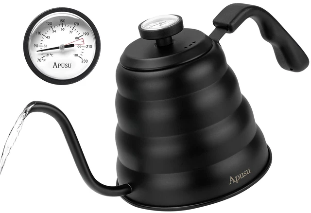 Main image of Tea Kettle For Stovetop,Gooseneck Pour Over Kettle,Thermometer,40oz,Black | Tea Kettle,Stainless Steel Induction Stove Top Kettle,Coffee pot,1.2L,1.3QT