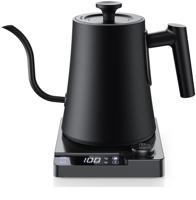 Main image of Gooseneck Electric Kettle with ±1°F Temperature Control - 1.0L Pour Over Coffee Kettle & Tea Maker, 1200W Fast Heating, 24H Keep Warm, Built-in Brew Timer, 100% Stainless Steel Interior