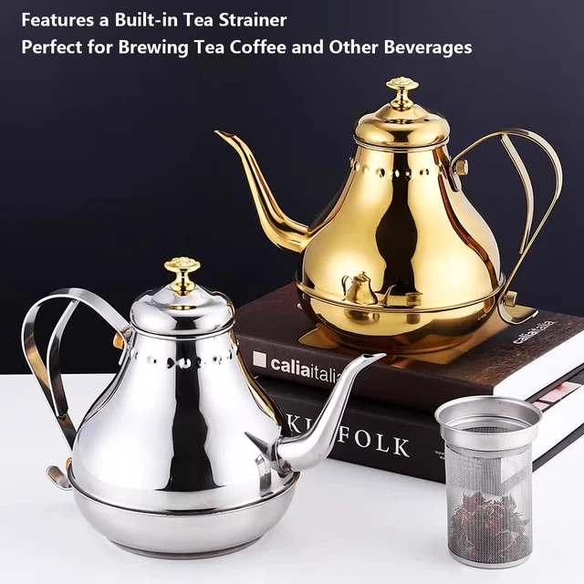 Alt view image 3 of 7 - Royal Gooseneck Tea Kettle Stainless Steel Large Capacity Multi-Functional Coffee Pot with Built-in Strainer