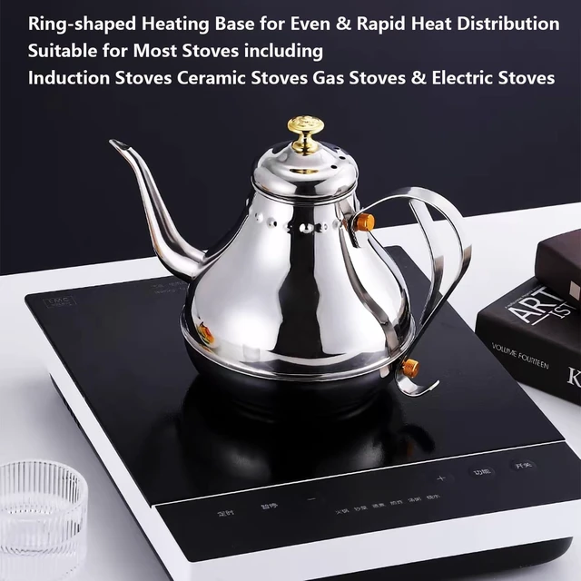 Alt view image 4 of 7 - Royal Gooseneck Tea Kettle Stainless Steel Large Capacity Multi-Functional Coffee Pot with Built-in Strainer
