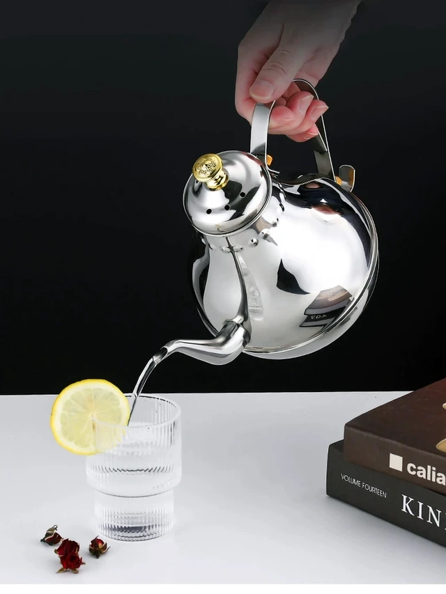 Alt view image 6 of 7 - Royal Gooseneck Tea Kettle Stainless Steel Large Capacity Multi-Functional Coffee Pot with Built-in Strainer