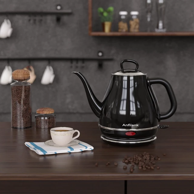 Alt view image 6 of 7 - Electric Gooseneck Kettle, 1L 1500W Fast Boil, 100% Stainless Steel BPA Free Pour-Over Coffee & Tea Kettle, Water Boiler with Auto Shut & Boil-Dry Protection, Black
