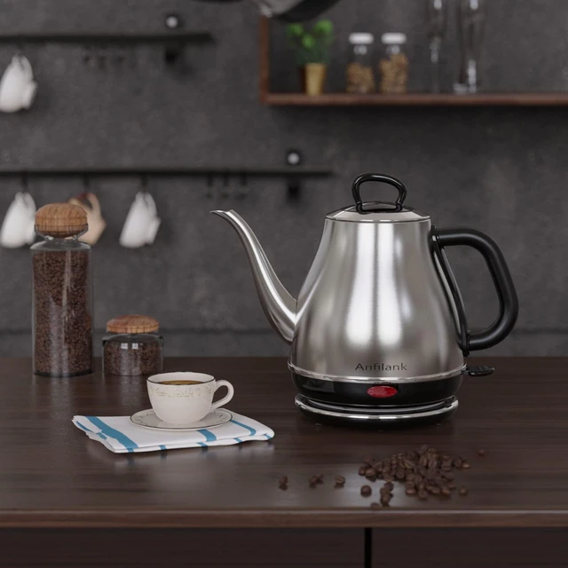 Alt view image 6 of 7 - Electric Gooseneck Kettle, 1L 1500W Fast Boil, 100% Stainless Steel BPA Free Pour-Over Coffee & Tea Kettle, Water Boiler with Auto Shut & Boil-Dry Protection, Silver