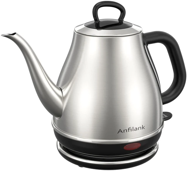 Main image of Electric Gooseneck Kettle, 1L 1500W Fast Boil, 100% Stainless Steel BPA Free Pour-Over Coffee & Tea Kettle, Water Boiler with Auto Shut & Boil-Dry Protection, Silver