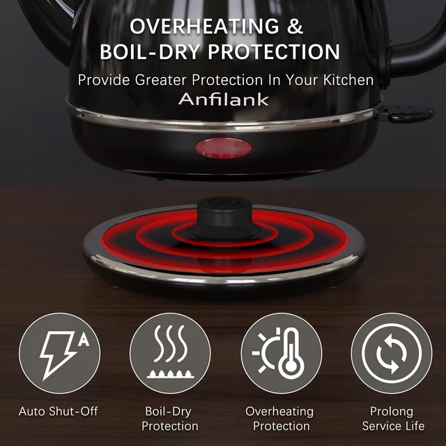 Alt view image 5 of 7 - Electric Gooseneck Kettle, 1L 1500W Fast Boil, 100% Stainless Steel BPA Free Pour-Over Coffee & Tea Kettle, Water Boiler with Auto Shut & Boil-Dry Protection, Black