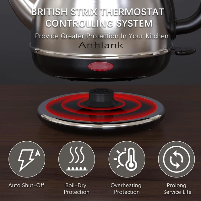Alt view image 5 of 7 - Electric Gooseneck Kettle, 1L 1500W Fast Boil, 100% Stainless Steel BPA Free Pour-Over Coffee & Tea Kettle, Water Boiler with Auto Shut & Boil-Dry Protection, Silver