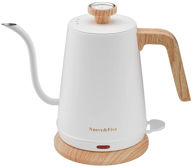 Main image of Electric Gooseneck Kettle with Thermometer, 1.0L Pour Over Hot Water Kettle for Coffee and Tea, 1000W, Auto Shutoff, Boil-Dry Protection, White