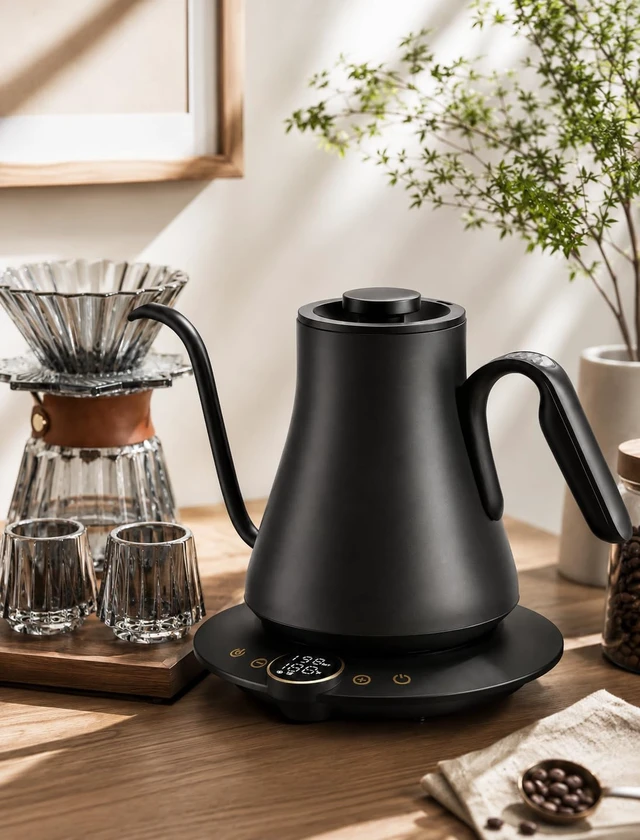 Alt view image 2 of 7 - FLOW B9 Gooseneck Electric Kettle ±1°F Temperature Control | Pour Over Coffee & Tea, 0.9L Capacity, 1500W Fast Heating, 60-Minute Keep Warm, Brew Timer, Matte Black