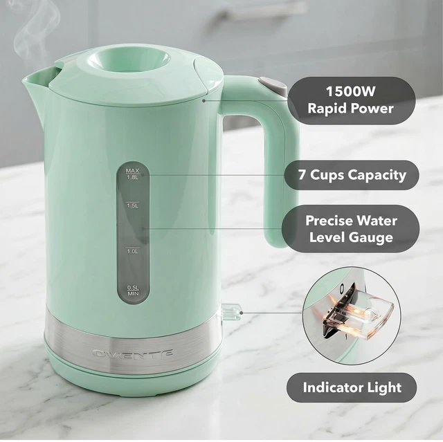 Alt view image 2 of 7 - 1.8L Electric Kettle, BPA-Free with Easy-Fill Lid, Teal KP413LBL | 1500W Fast Boiling Water Heater, Auto Shut-Off, Boil-Dry Protection, 360° Swivel Base, Clear-View Window, Removable Filter