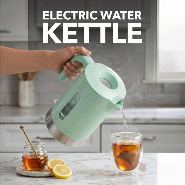 Alt view image 4 of 7 - 1.8L Electric Kettle, BPA-Free with Easy-Fill Lid, Teal KP413LBL | 1500W Fast Boiling Water Heater, Auto Shut-Off, Boil-Dry Protection, 360° Swivel Base, Clear-View Window, Removable Filter