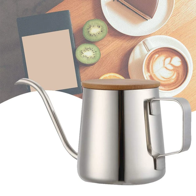 Alt view image 2 of 7 - Pour Over Kettle, 12oz/350ml Stainless Steel Gooseneck Coffee Kettle, Long Narrow Spout Coffee Pot Hand Drip Kettle Pour Over Coffee and Tea Pot with Wooden Lid