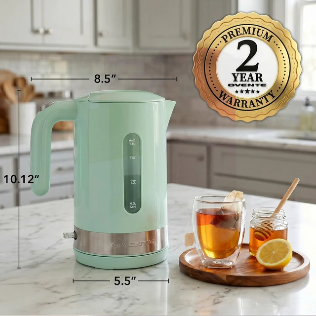 Alt view image 5 of 7 - 1.8L Electric Kettle, BPA-Free with Easy-Fill Lid, Teal KP413LBL | 1500W Fast Boiling Water Heater, Auto Shut-Off, Boil-Dry Protection, 360° Swivel Base, Clear-View Window, Removable Filter
