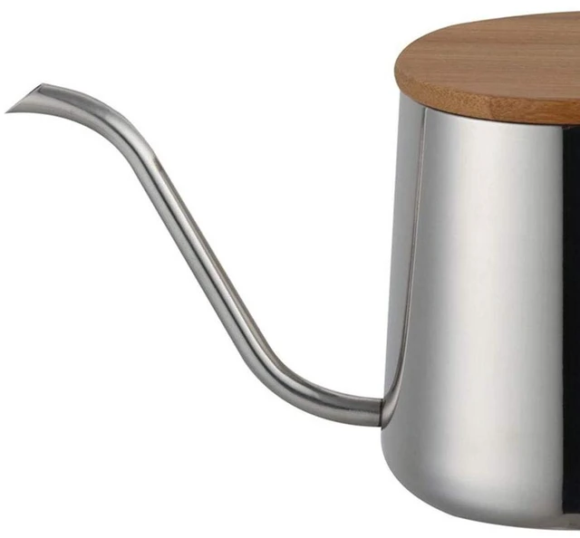 Alt view image 4 of 7 - Gooseneck Pour Over Kettle, 12oz/350ml Stainless Steel Coffee Kettle with Wooden Lid, Long Spout for Precise Pouring, Hand Drip Coffee & Tea Pot