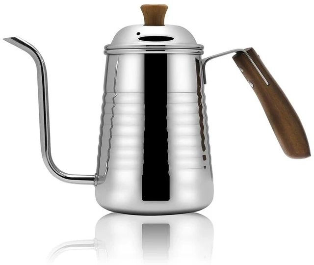Alt view image 7 of 7 - Small & Elegant Stainless Steel Gooseneck Kettle with Wooden Handle and Gift Box 700ml (24oz) Pour Over Coffee & Tea, Precision Spout for Water Flow Control, Stainless Steel, Durable Polished Finish