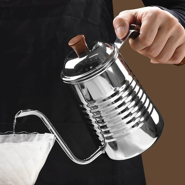 Alt view image 5 of 7 - Small & Elegant Stainless Steel Gooseneck Kettle with Wooden Handle and Gift Box 700ml (24oz) Pour Over Coffee & Tea, Precision Spout for Water Flow Control, Stainless Steel, Durable Polished Finish