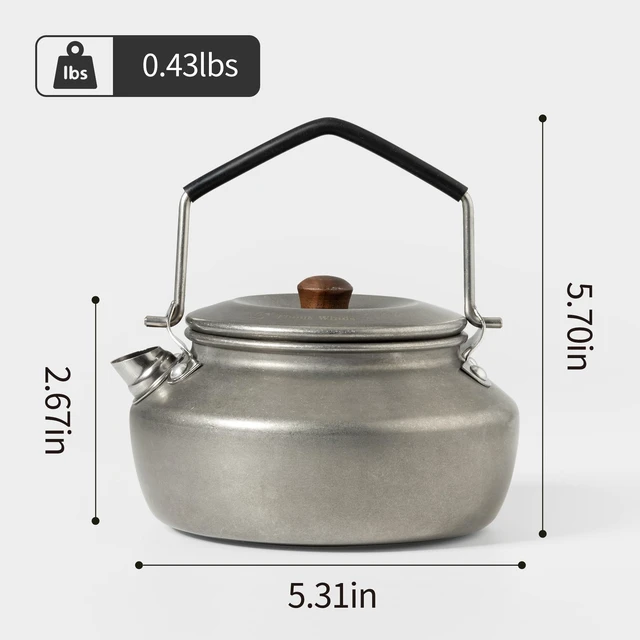 Alt view image 6 of 7 - 0.6L Camping Kettle, Portable Camp Tea Coffee Pot, Lightweight Stainless Steel Teapot, Fast Heating Boiling Water, for Outdoor Campfire Hiking Camping Picnic
