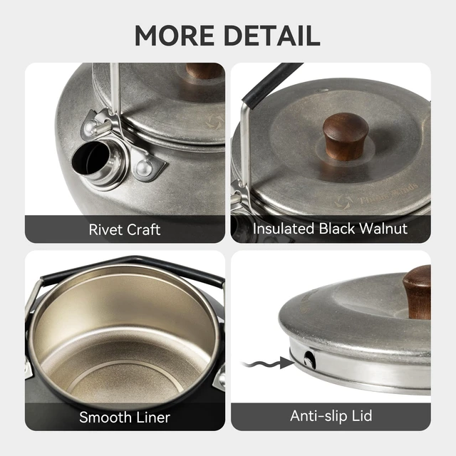 Alt view image 4 of 7 - 0.6L Camping Kettle, Portable Camp Tea Coffee Pot, Lightweight Stainless Steel Teapot, Fast Heating Boiling Water, for Outdoor Campfire Hiking Camping Picnic