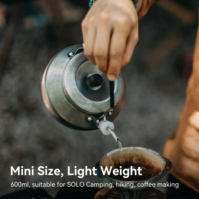 Alt view image 2 of 7 - 0.6L Camping Kettle, Portable Camp Tea Coffee Pot, Lightweight Stainless Steel Teapot, Fast Heating Boiling Water, for Outdoor Campfire Hiking Camping Picnic