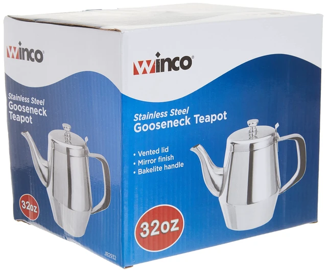 Alt view image 5 of 5 - Gooseneck Teapot, 32-Ounce,Stainless Steel,Medium | Gooseneck spout, Hinged lid, Commercial foodservice use, Tea, hot water and tableside beverage service