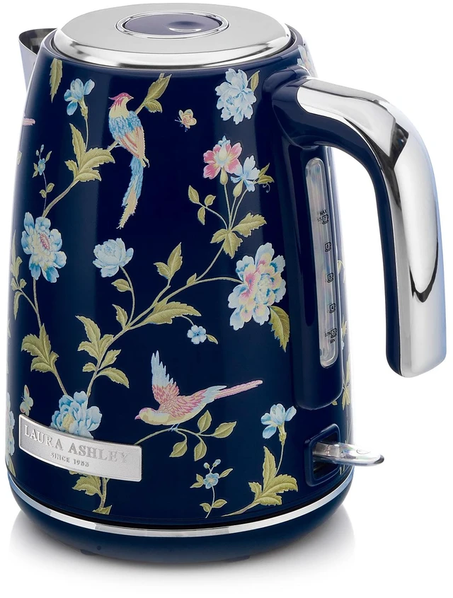 Main image of Electric Kettles for Boiling Water, 1.7L Electric Tea Kettle | Elveden Navy Floral Print, Energy Efficient, Stainless Steel, Automatic Shut Off, Cool Touch Handle, Water Level Indicator