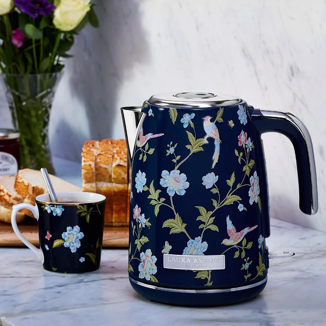 Alt view image 2 of 7 - Electric Kettles for Boiling Water, 1.7L Electric Tea Kettle | Elveden Navy Floral Print, Energy Efficient, Stainless Steel, Automatic Shut Off, Cool Touch Handle, Water Level Indicator