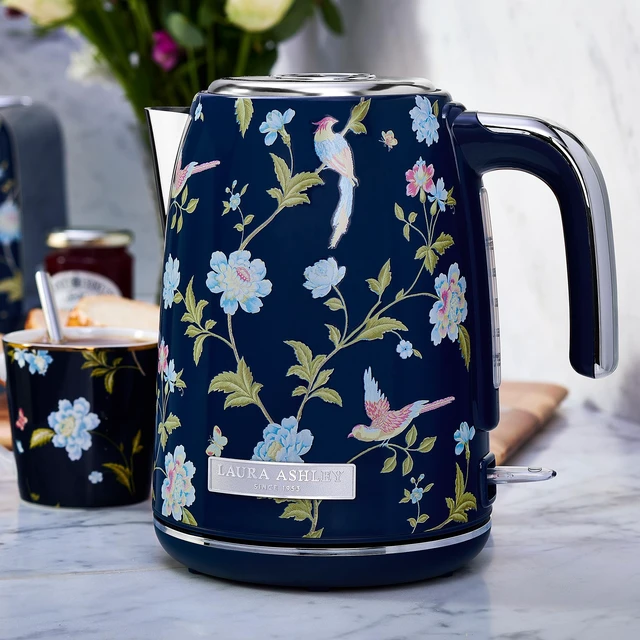 Alt view image 3 of 7 - Electric Kettles for Boiling Water, 1.7L Electric Tea Kettle | Elveden Navy Floral Print, Energy Efficient, Stainless Steel, Automatic Shut Off, Cool Touch Handle, Water Level Indicator