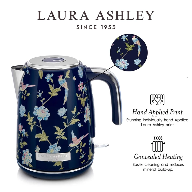 Alt view image 5 of 7 - Electric Kettles for Boiling Water, 1.7L Electric Tea Kettle | Elveden Navy Floral Print, Energy Efficient, Stainless Steel, Automatic Shut Off, Cool Touch Handle, Water Level Indicator