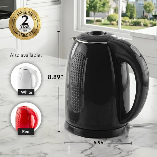 Alt view image 5 of 7 - 1.7L Double Wall Electric Tea Kettle, 1100W Power, Black KD64B | Water Boiler with Cool-Touch Exterior, Stainless Steel Interior, Auto Shut-Off, Boil-Dry Protection & Locking Lid, Easy Clean
