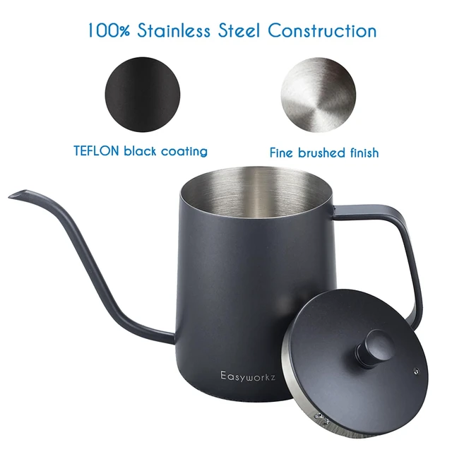 Alt view image 3 of 7 - Gooseneck Pour Over Coffee Kettle 30 fl oz Stainless Steel Hand Drip Coffee Pot With Long Narrow Spout, Suitable for Induction Cookers, Black