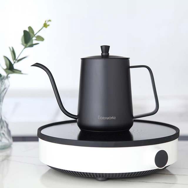 Alt view image 6 of 7 - Gooseneck Pour Over Coffee Kettle 30 fl oz Stainless Steel Hand Drip Coffee Pot With Long Narrow Spout, Suitable for Induction Cookers, Black