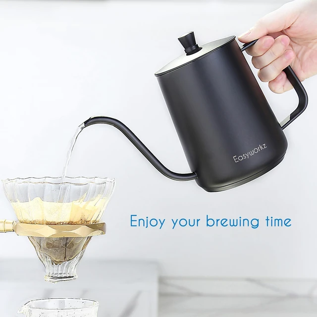 Alt view image 5 of 7 - Gooseneck Pour Over Coffee Kettle 30 fl oz Stainless Steel Hand Drip Coffee Pot With Long Narrow Spout, Suitable for Induction Cookers, Black