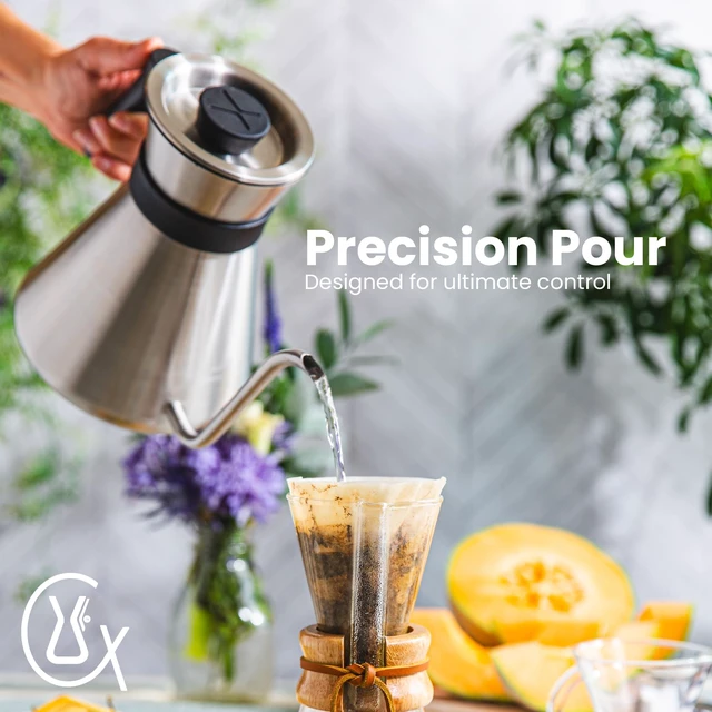Alt view image 4 of 7 - Stainless Steel Gooseneck Kettle, Pour Over Chettle, Brushed 1.2L | Precision Gooseneck Spout, 40 oz Capacity, Stovetop Kettle, Effortless Controlled Pour