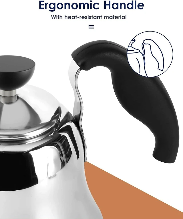 Alt view image 4 of 7 - Tea Kettle for Stovetop, Gooseneck Pour Over, Flow Control, 28oz, Silver | Food Grade Stainless Steelfor Home & Kitchen, Precise Gooseneck Spout Induction & Gas Applicable