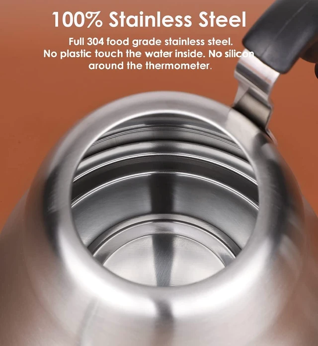 Alt view image 3 of 7 - Tea Kettle for Stovetop, Gooseneck Pour Over, Flow Control, 28oz, Silver | Food Grade Stainless Steelfor Home & Kitchen, Precise Gooseneck Spout Induction & Gas Applicable