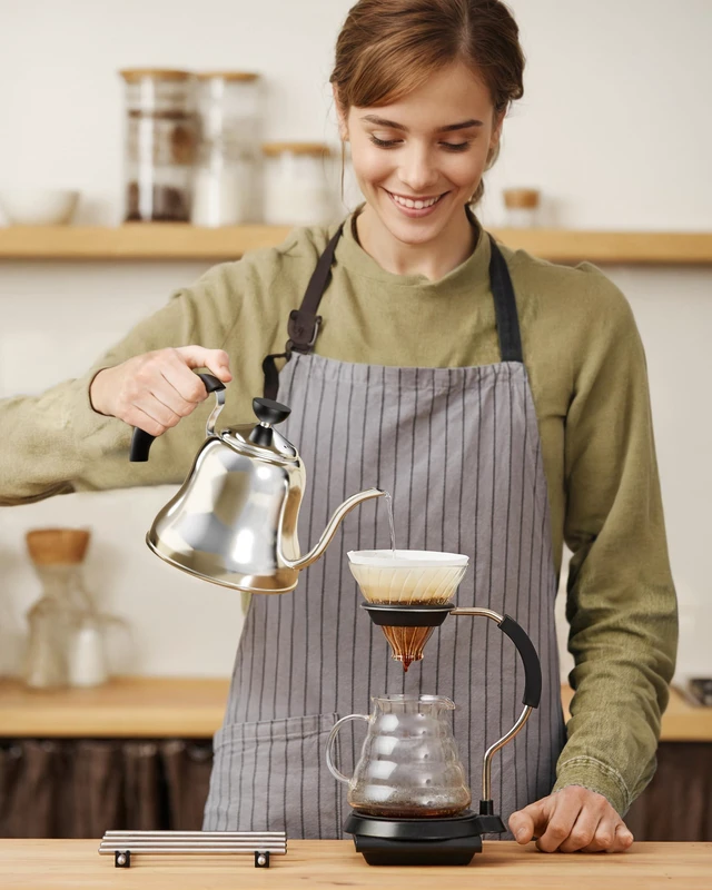 Alt view image 7 of 7 - Tea Kettle for Stovetop, Gooseneck Pour Over, Flow Control, 28oz, Silver | Food Grade Stainless Steelfor Home & Kitchen, Precise Gooseneck Spout Induction & Gas Applicable
