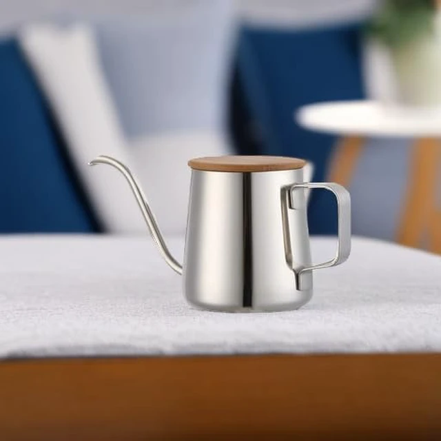 Alt view image 5 of 7 - Pour Over Kettle, 12oz/350ml Stainless Steel Gooseneck Coffee Kettle, Long Narrow Spout Coffee Pot Hand Drip Kettle Pour Over Coffee and Tea Pot with Wooden Lid