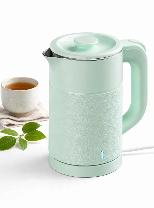 Main image of Small Electric Kettle 0.8L, 600W, 304 Stainless Steel Inner, Green | Auto Shut-Off, Boil Dry Protection, BPA-Free, Fast Water Heater for Dorm Office Travel