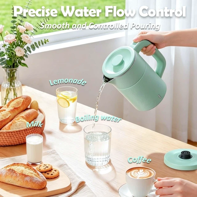 Alt view image 2 of 7 - Small Electric Kettle 0.8L, 600W, 304 Stainless Steel Inner, Green | Auto Shut-Off, Boil Dry Protection, BPA-Free, Fast Water Heater for Dorm Office Travel