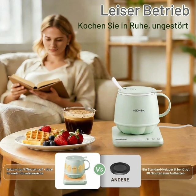 Alt view image 6 of 7 - Desk Electric Mug 400ML, Ceramic Glaze Beverage Warmer, 300W Fast Boiling | BPA-Free, 45-100 Temp Control, 4 Modes, Digital Display Smart Electric Kettle For Coffee Tea Oatmeal Office Dorm Home