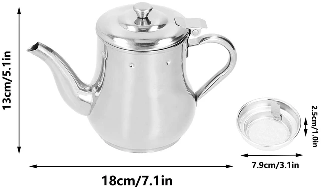 Alt view image 3 of 7 - Teapot with Removable Strainer, 30oz Stainless Steel Gooseneck Pour Over Kettle Modern Silver Small Coffee Tea Pot Infuser for 1-3 People, for Loose Leaf Tea & Pour-Over Coffee