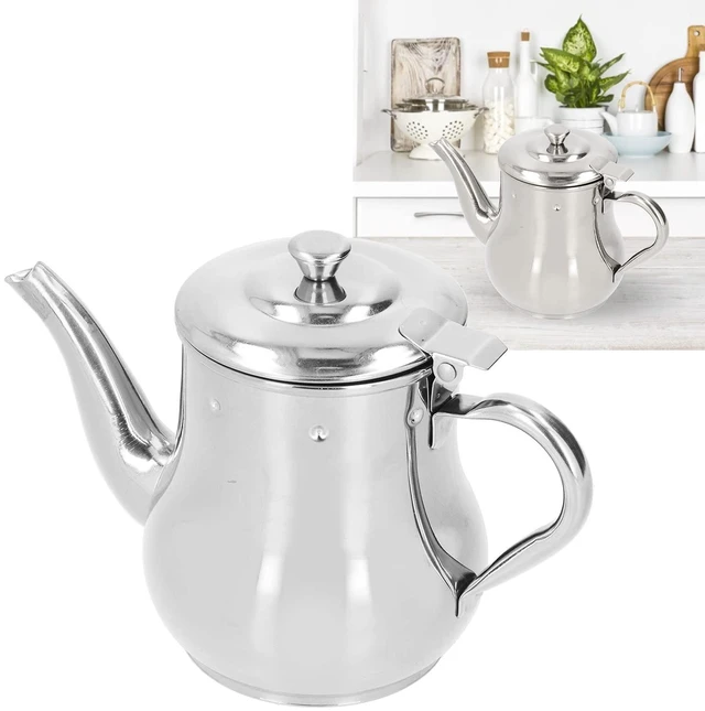 Alt view image 4 of 7 - Teapot with Removable Strainer, 30oz Stainless Steel Gooseneck Pour Over Kettle Modern Silver Small Coffee Tea Pot Infuser for 1-3 People, for Loose Leaf Tea & Pour-Over Coffee